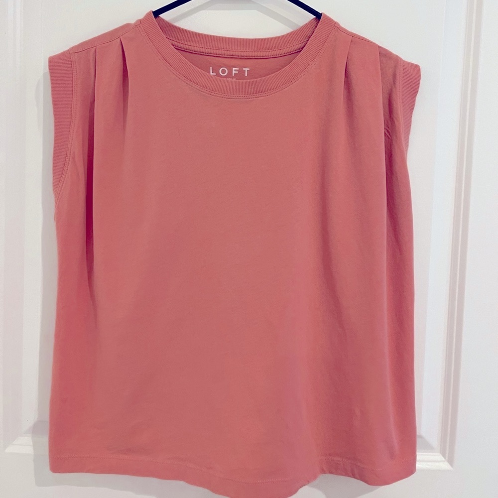LOFT Coral Sleeveless Muscle Tee Relaxed Fit